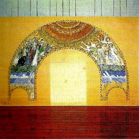 Carl Larsson skiss till vaggmalning troligen ostra vaggen, avsedd for uppenbarelsekyrkan i saltsjobaden Germany oil painting art